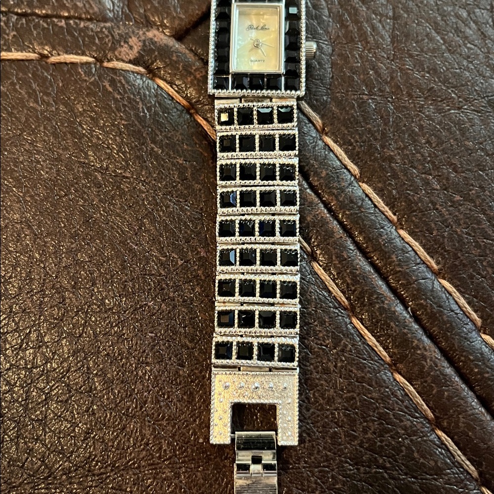 Silver And Black Square Link Watch - image 3